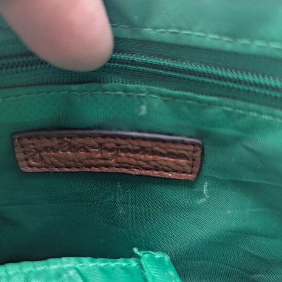 👜 Jules & James Green Crossbody Bag with Buckle Flap – Faux Leather, Vintage Lo - Picture 4 of 5